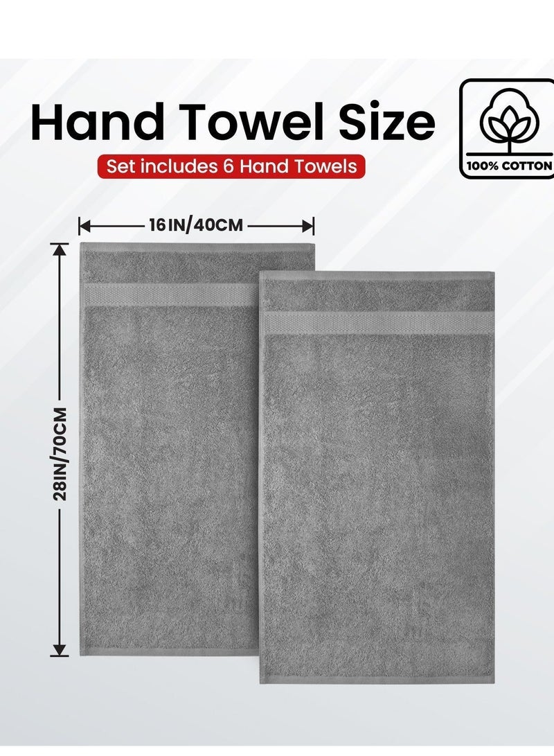 Infinitee Xclusives Premium Grey Hand Towels - Pack of 6, 40cm x 70cm Bathroom Hand Towel Set, Hotel & Spa Quality Hand Towels for Bathroom, Highly Absorbent and Super Soft Bathroom Towels by Infinitee Xclusives - Image 2